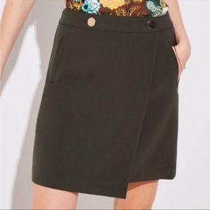 NWOT- LOFT Gold Button Pocket Wrap Skirt-00P